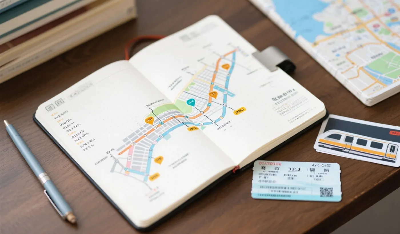 世界杯观赛行程规划手账与城市地铁线路示意的视觉占位图